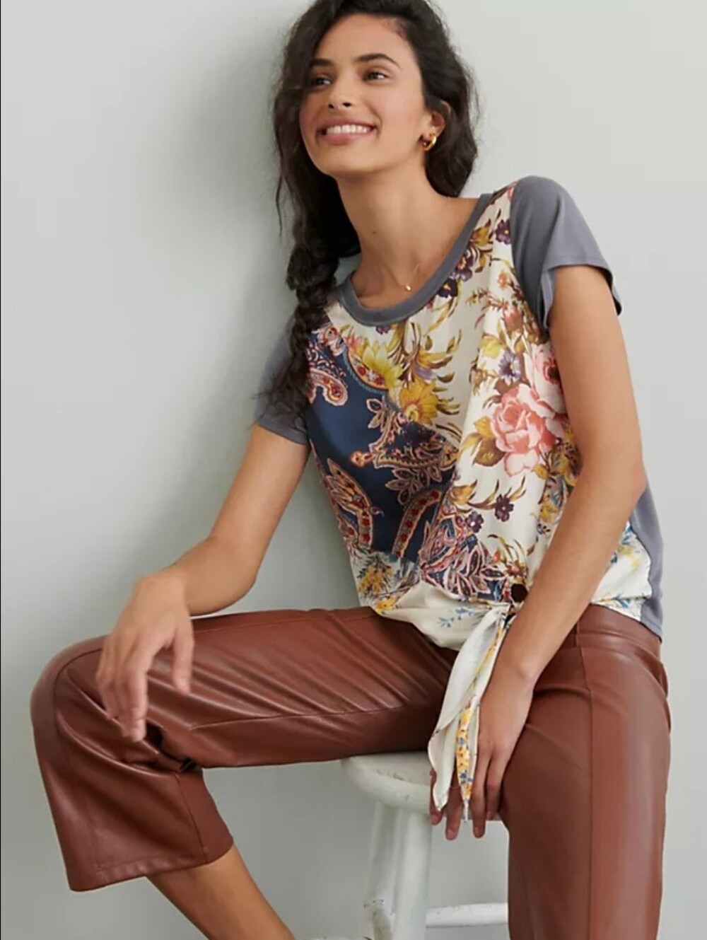 ❤️ ANTHROPOLOGIE TINY JODIE TIE FRONT TOP / TEE, XS